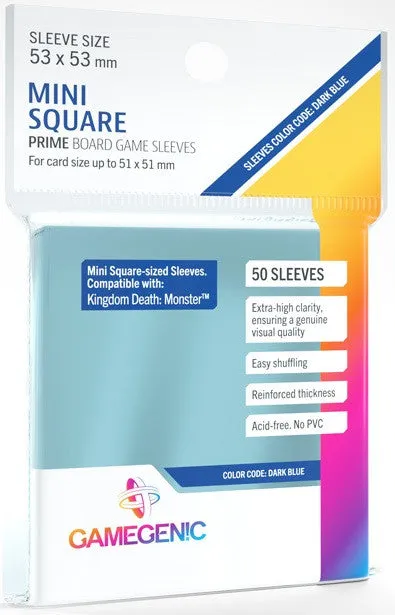 Gamegenic Prime Board Game Sleeves - Size Code DARK BLUE - Mini Square-Sized/Kingdom Death Monster (53mm x 53mm) (50 Sleeves Per Pack) - Image 3