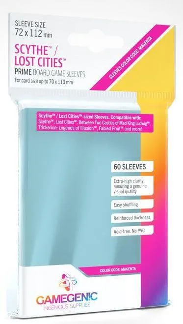 Gamegenic Prime Board Game Sleeves - Size Code MAGENTA - Scythe/Lost Cities (72mm x 112mm) (60 Sleeves Per Pack)