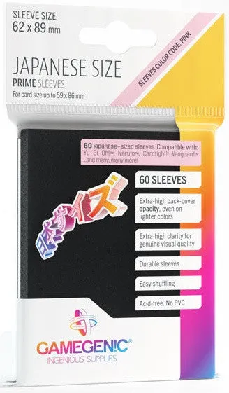 Gamegenic Prime Japanese Sized Sleeves - Size Code PINK - Sleeve Colour Black (62mm x 89mm) (60 Sleeves Per Pack) - Image 2