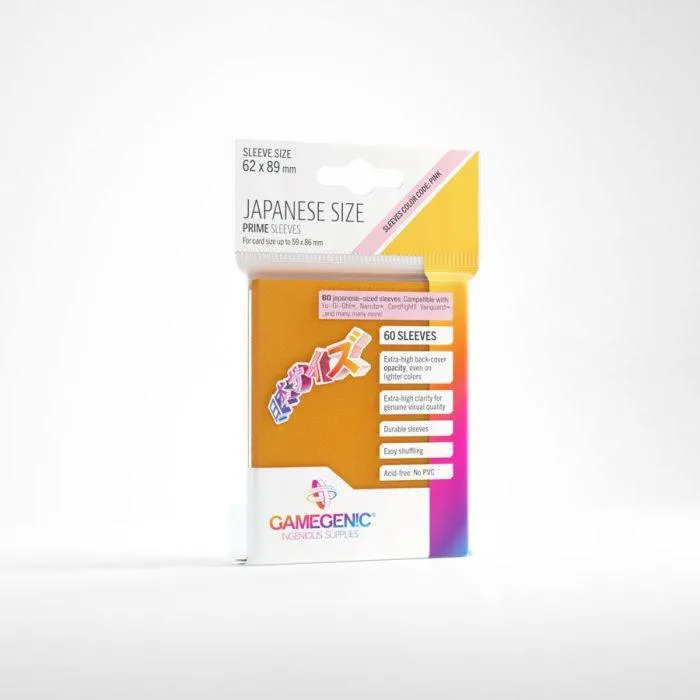 Gamegenic Prime Japanese Sized Sleeves - Size Code PINK - Sleeve Colour Orange (62mm x 89mm) (60 Sleeves Per Pack)