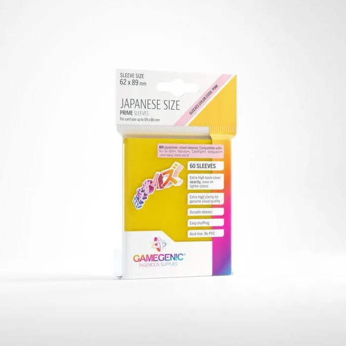 Gamegenic Prime Japanese Sized Sleeves - Size Code PINK - Sleeve Colour Yellow (62mm x 89mm) (60 Sleeves Per Pack)