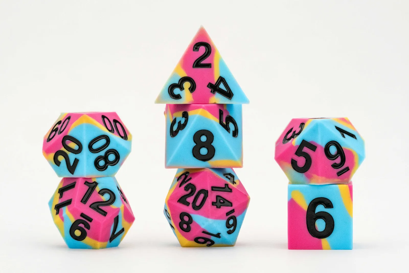 MDG 16mm Pride Sharp Edge Silicone Rubber Poly Dice Set - Pansexual