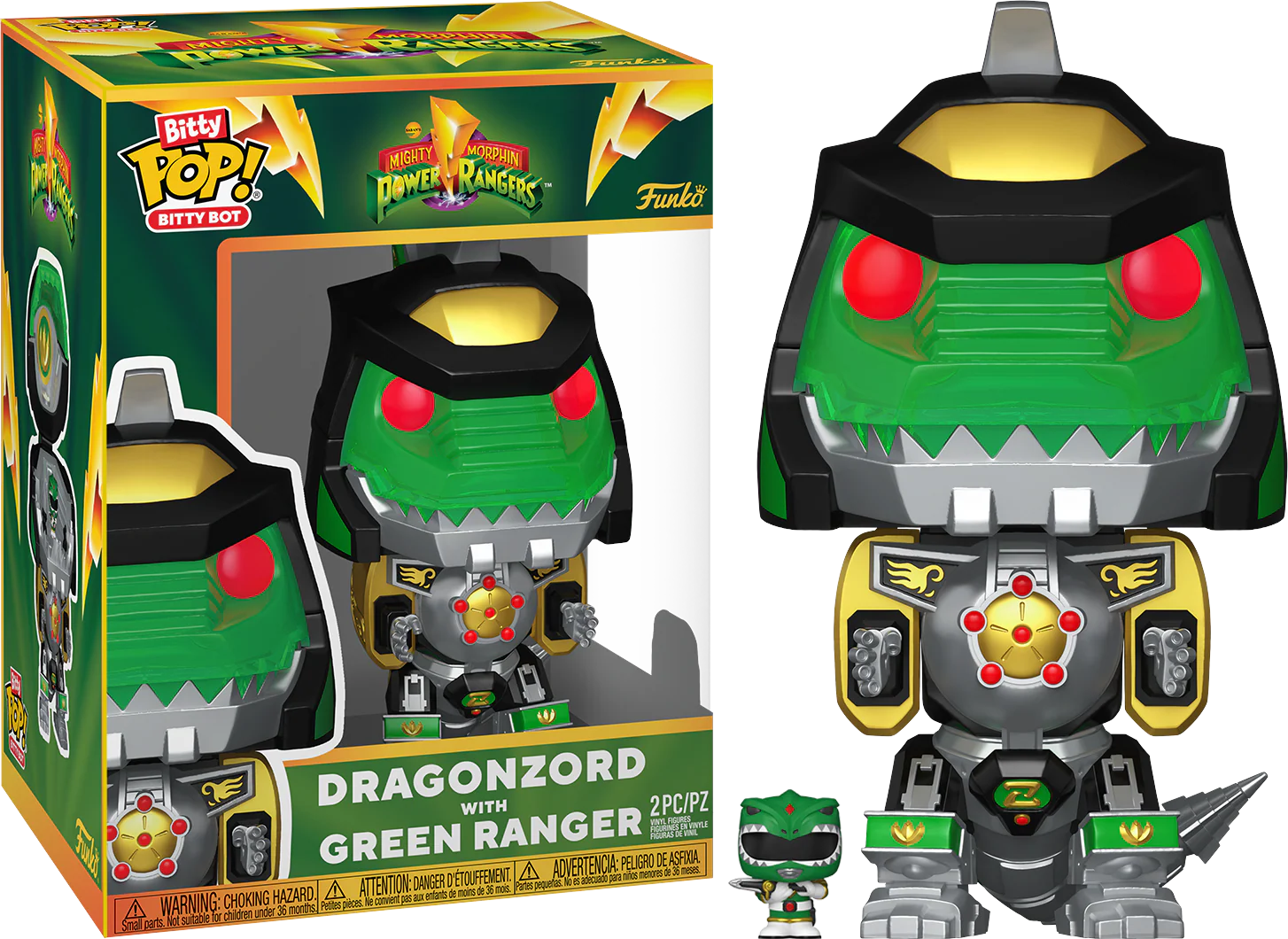 Mighty Morphin Power Rangers - Dragonzord with Green Ranger Bitty Pop! Bot Vinyl
