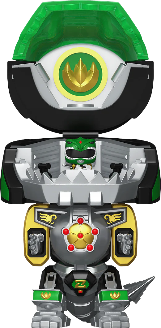 Mighty Morphin Power Rangers - Dragonzord with Green Ranger Bitty Pop! Bot Vinyl - Image 2