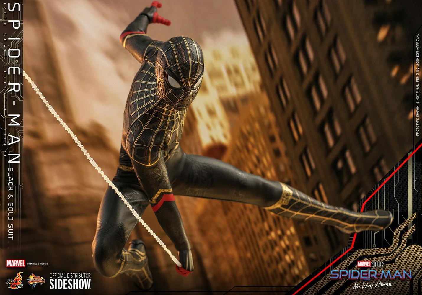 Spider-Man: No Way Home - Spider-Man Black & Gold Suit 1:6 Scale 12" Action Figure - Image 11