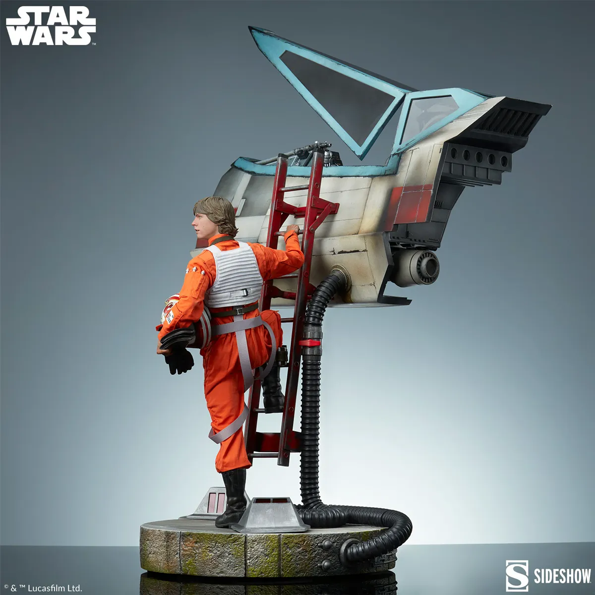 Star Wars - Luke & X-Wing: Red Five Standing By Premium Format Statue - Image 5