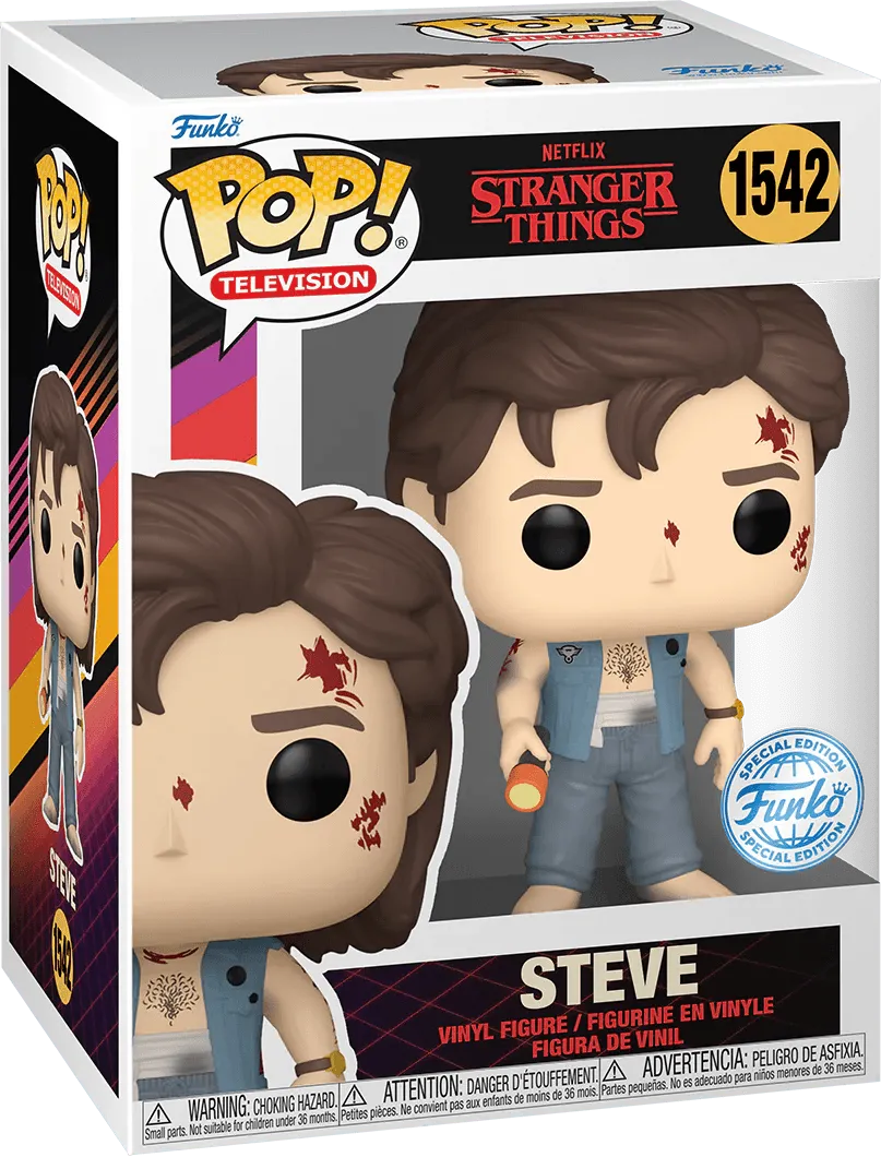Stranger Things - Steve (Battle Damage) US Exclusive Pop! Vinyl [RS] - Image 3