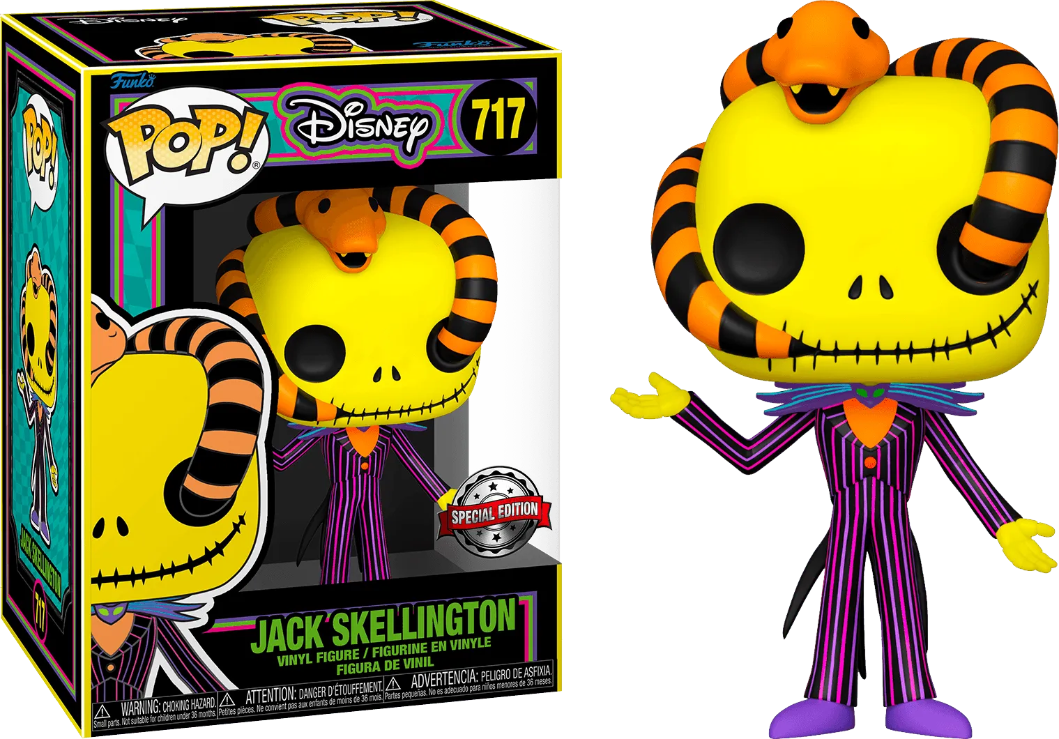 The Nightmare Before Christmas - Jack with Snake Black Light US Exclusive Pop! Vinyl [RS]